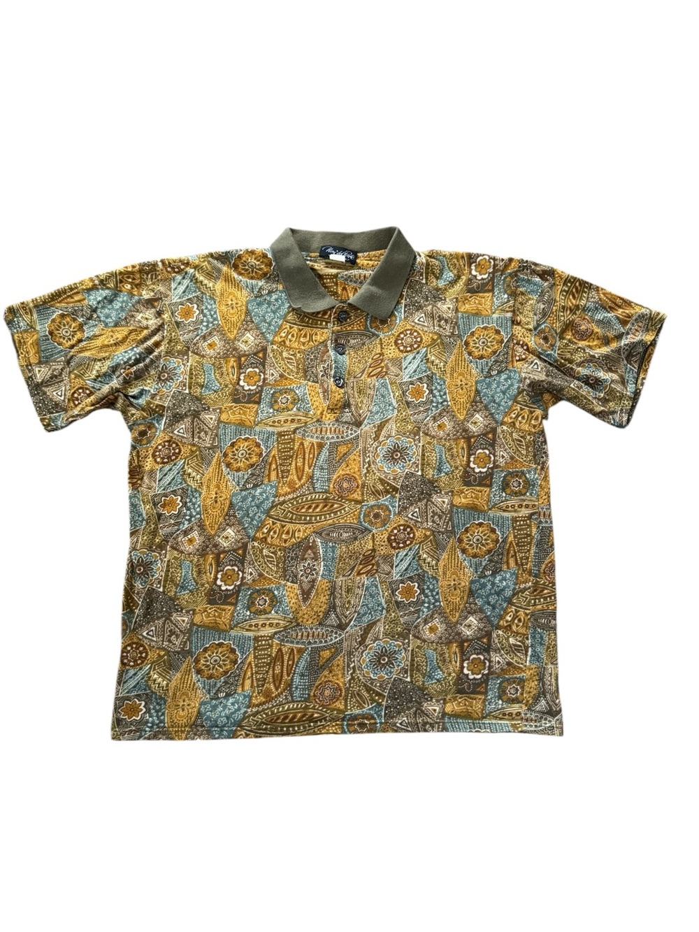 Vintage Neri Del Ponte Abstract Geometric Polo Shirt Mens Large Made In Italy